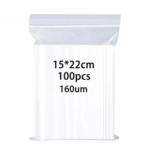 huruirui Druckverschlussbeutel 15X22cm 100Stück 160μm Verdicken Wiederverschließbare Durchsichtige Zipper Beutel Klein Verschlussbeutel Beutel Kleine Plastiktüten
