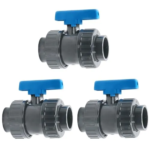 HAF 3x PVC 2-Wege Kugelhahn mit blauem Griff 50mm - Hochwertiger PVC Kugelhahn mit Klebemuffen für vielseitige Verrohrungen. Ideal für Pool- und Teichbau. Langlebig, witterungsbeständig und einfach zu installieren.