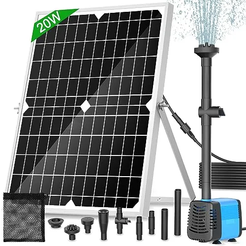 20W Solar Teichpumpe 1300L/H mit 4 Fontänenmodellen