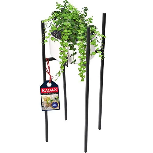 KADAX Blumenständer, wetterfester Pflanzenständer aus Stahl, Blumentopfhalter für Innen, Außen, Balkon, Terrasse, Blumenhalter, Deko, moderner Blumentopfständer, schwarz (33 x 33 x 67 cm)
