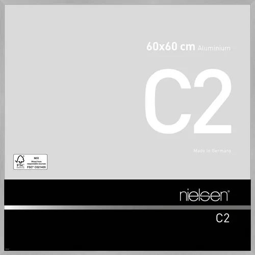 nielsen Bilderrahmen 60 x 60 cm - Wand- & Tischbilderrahmen aus hochwertigem Aluminium, silber matt mit Echtglas, ideal für kreative Wandgestaltungen im Hoch- und Querformat.