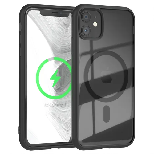 Transparente Hülle für iPhone 11 MagSafe Bumper Cover Case Durchsichtig Schwarz