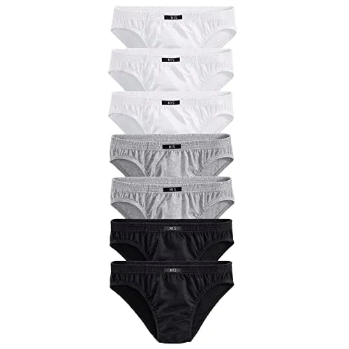 H.I.S Herren Slips in Schwarz-Weiß - Herrenunterhosen im praktischen 3er-Pack, aus elastischem Baumwoll-Mix für optimalen Tragekomfort, ideal für den täglichen Gebrauch.