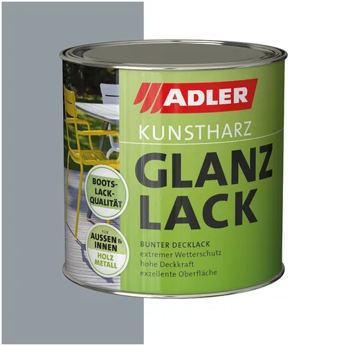 ADLER Kunstharz Glanzlack - RAL7001 Silbergrau 750 ml - glänzend
