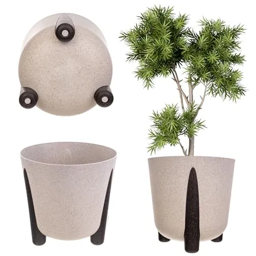 KADAX Übertopf mit Inneneinsatz, Blumentopf aus Kunststoff, Runder Pflanztopf, Dekorativer Blumenübertopf für Innen und Außenbereich (Weiß, 34cm)