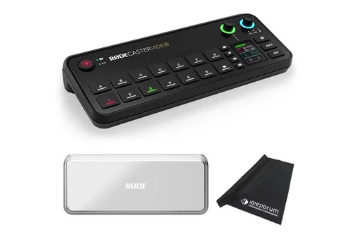 RØDE Rode Rodecaster Video Konsole - Komplettlösung für Audio- und Video - Aufnahmegeräte mit leistungsstarkem Audio- und Videoprozessor, ideal für Content Creators und Podcaster. Inkl. Schutz-Abdeckung und Mikrofasertuch für maximalen Schutz und Pflege.