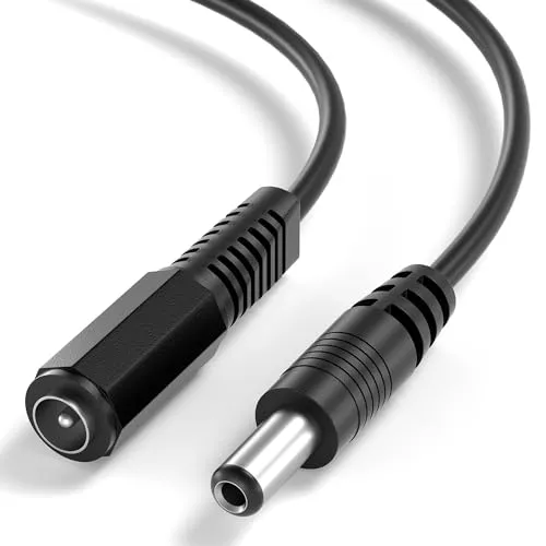 JAMEGA – 10m Verlängerungskabel 12V 5,5mm x 2,1mm DC Stecker Anschlusskabel – Stecker auf Buchse - Verteiler Verbindungskabel für Netzteil, Überwachungskameras - Schwarz