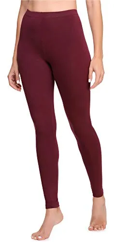 Produktbild Ladeheid Leggings Damen aus Baumwolle Bequeme und Lange Leggins für Frauen für Frühling Sommer Herbst Winter Saison LA40-133 (Weinrot, M)