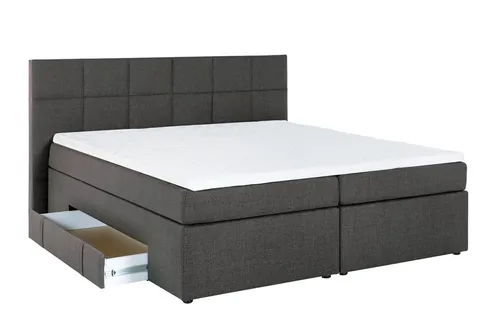 Möbelfreude Boxspringbett Boxspringbett Bea mit Bettkasten Anthrazit 180..., Anthrazit 180x200 cm H2/H3 7-Zonen-Taschenfederkern Matratze + Visco-T