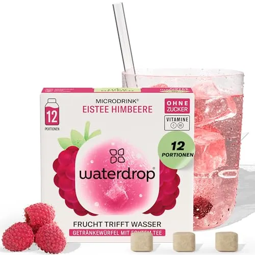 waterdrop® Microdrink Eistee Himbeere – 12 zuckerfreie Getränkewürfel