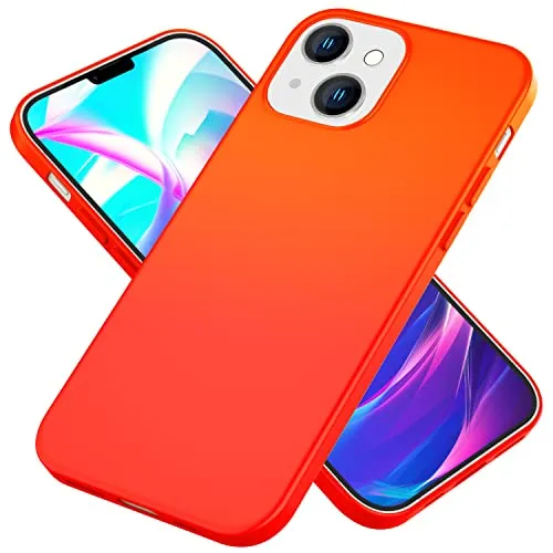 NALIA Neon Silikonhülle für iPhone 14 Plus - Soft-Touch & Signal-Neon - NEONSHOCK (Matte Schutzhülle) - Marke aus Berlin, Farbe:Orange