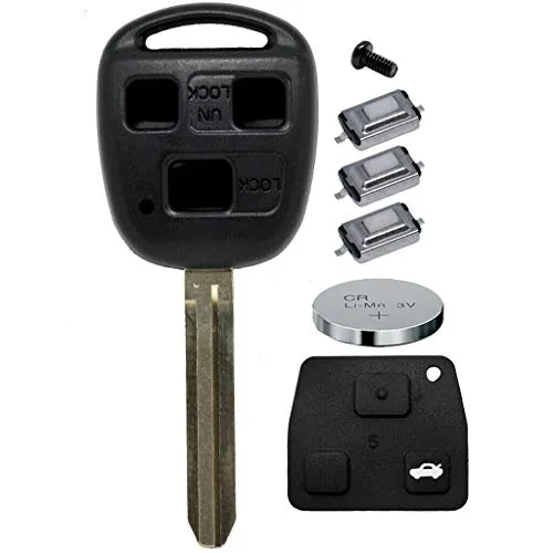 Auto Schlüssel Funk Fernbedienung 1x Gehäuse 3 Tasten TOY43 + 1x Tastenfeld + 3X Mikrotaster + 1x CR2016 Batterie für Toyota