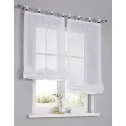 Raffrollo Brondby Boule Weiß mit Schlaufen von Heine