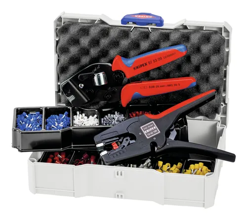 Knipex Aderendhülsen-Sortiment 97 90 17 - Crimpwerkzeuge mit 150 hochwertigen Aderendhülsen in verschiedenen Größen, ideal für professionelle Elektroinstallationen und Reparaturen.