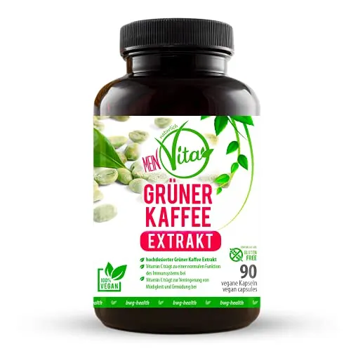 MeinVita Grüner Kaffee - 1376 mg (Tagesportion) - hochdosiert - 100% vegane Kapseln, 90 Stück (74 g)