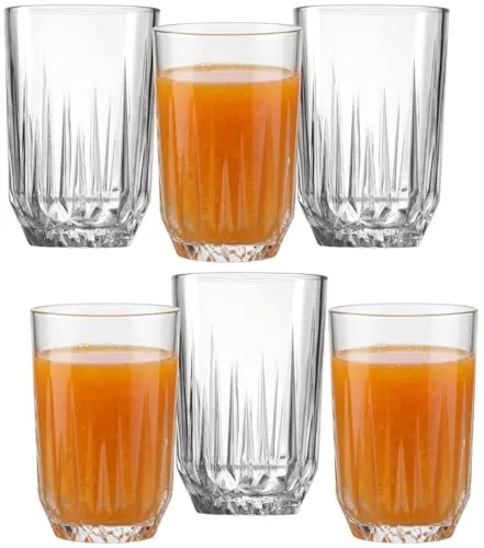 Ritzenhoff & Breker Palace Longdrinkgläser 350 ml 6er Set - Gläser mit eleganter Retro-Facettierung, ideal für stilvolle Anlässe und den täglichen Gebrauch. Spülmaschinenfest und perfekt, um gekühlte Getränke länger frisch zu halten.