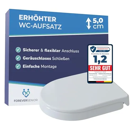 ForeverSenior Toilettensitzerhöhung 5 cm – Ergonomischer Toilettensitz mit Absenkautomatik