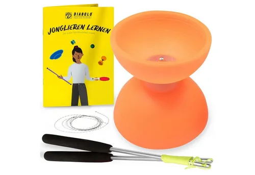 Diabolo Freizeitsport Spiel Diabolo Basic & Pro - inkl. Alu-Handstäben, Ersatzschnur, Anleitung, Robustes Diabolo Set Kinder Freizeitsport mit Ersatzschnur, Diabolo UV Comet Set Anfänger Jonglage mit Alusticks ab 9