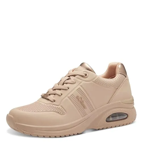 s.Oliver Damen Plateau Sneaker mit Schnürsenkel Freizeit, Beige (Powder), 40