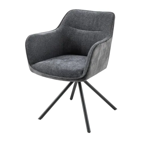riess-ambiente Polsterstuhl VERONA dunkelgrau/schwarz – Eleganter Esszimmerstuhl - Polsterstühle mit edlem Samtbezug, 180° drehbar und Auto-Return-Funktion für höchsten Sitzkomfort und modernes Design.