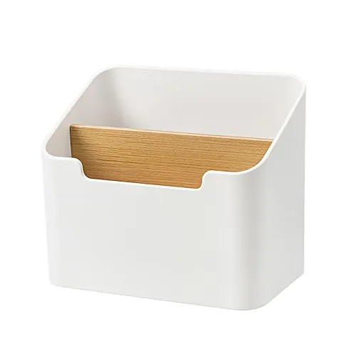 Niboken Fernbedienung Halter Organizer, Bambus Tisch Organizer mit Abnehmbar Fächer, Holz Schreibtisch Stiftehalter, Kosmetika Make-Up Aufbewahrungsbox für Büro Schule Wohnzimmer