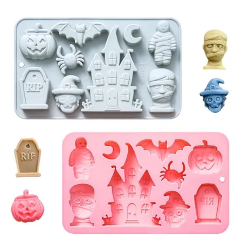 Halloween Silicone Mould Set-Grabstein Fledermaus Spinne Kürbis Backformen Für Schokolade Diy Baking Mould For Halloween Chocolate Biscuit Fondant Ice Board Decorations