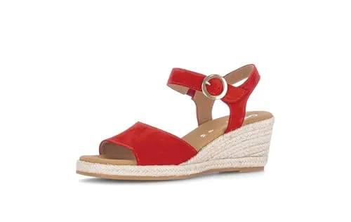 Gabor Damen Keilsandalen mit Wechsel-Fußbett, rot (Jute)