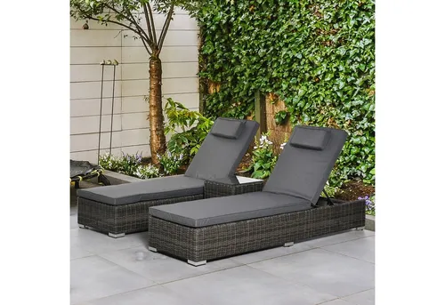 Outsunny Poly-Rattan Sonnenliege mit Beistelltisch