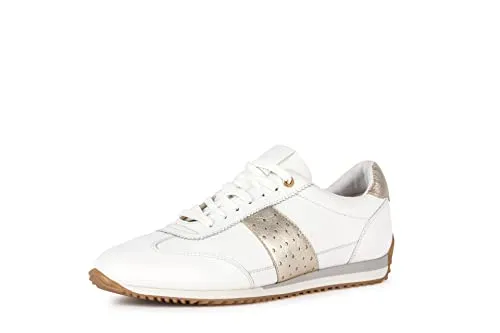 Geox Damen D CALITHE Sneaker, White/Gold, 37 EU - Damen-Sneaker mit atmungsaktivem Obermaterial aus Synthetik, ideal für den Alltag und stilvolle Auftritte.