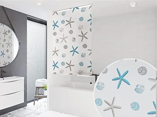 KS Handel 24 Basic DUSCHROLLO 60x240 cm DUSCHVORHANG Modell Oceanic Weiss BLAU BRAUN! Shower Rollo Curtain!