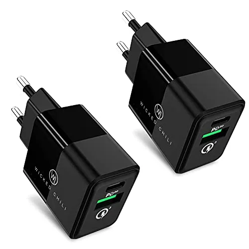 Wicked Chili 20W Dual USB-Netzteil 2er Set - Netzteile für Handys: Leistungsstarkes Ladeadapter-Set mit Fast Charge Funktion, ideal für schnelles Laden von Smartphones und Tablets. Universell kompatibel und perfekt für unterwegs.