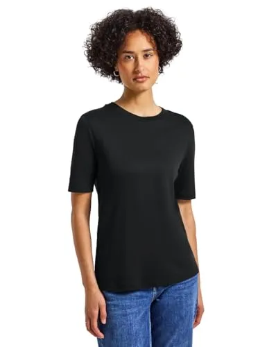 Street One Damen 3228125 Basic Shirt mit Turtleneck, Black, 44