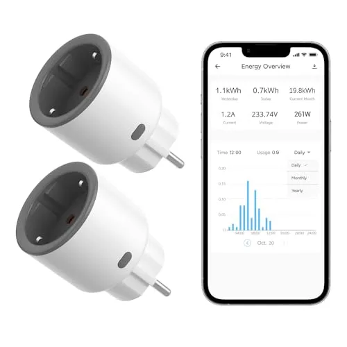 SONOFF S60TPF Wlan Smart Steckdose - Alexa Smart Plug 2er Pack (16A 4000W), Smarte Stecker mit Strommessung, Überlastschutz, Sprachsteuerung, Kompatibel mit Alexa/Google Home (2.4G WiFi)