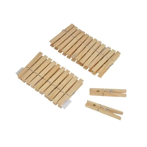 Homéa, Wäscheklammern, Holz, 7 cm, naturfarben, 24 Stück von Homéa