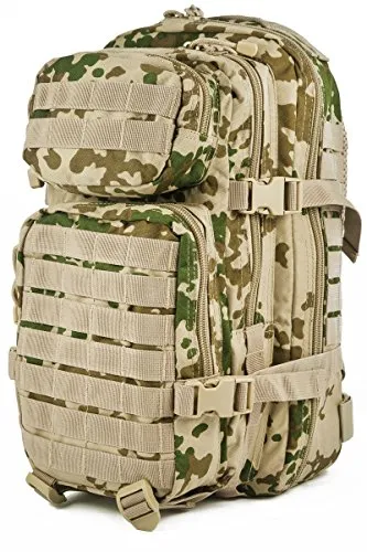Mil-Tec US Assault Pack sm tropentarn - Wanderrucksack mit Volumenkontrolle, ergonomisch geformten Schultergurten und abnehmbarem Hüftgurt – ideal für Outdoor-Abenteuer und Reisen.