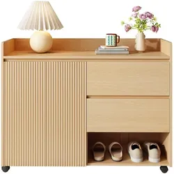 Beaok Schuhschrank, Natur, Holzwerkstoff, 110x86x35 cm, Garderobe, Schuhaufbewahrung, Schuhschränke
