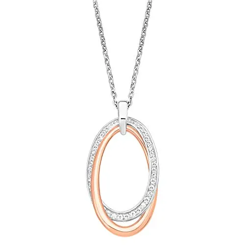 Amor Kette mit Anhänger 925 Sterling Silber Damen Halsschmuck, mit Zirkonia synth., 70 cm, Bicolor, Kommt in Schmuck Geschenk Box, 2023916