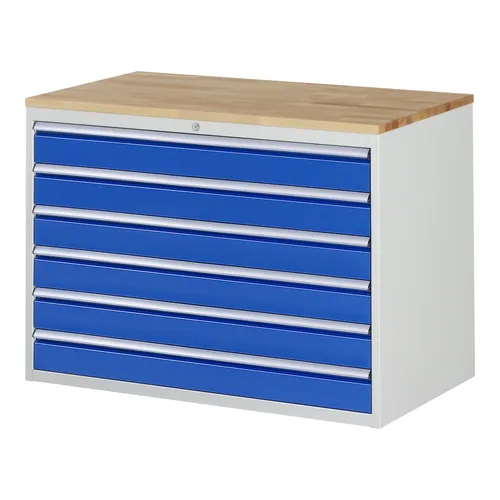 Rau Schubladenschrank Buche-Top mit 6 XXL Schubladen - Hängeregistratur- & Schubladenschrank mit robuster Buche-Massiv-Arbeitsplatte, 6 XXL Schubladen und 5 Jahren Qualitätsgarantie - ideal für langlebige und praktische Aufbewahrung.