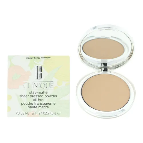 Clinique Stay Matte Sheer Pressed Powder Oil-Free 7.6g - 25 Stay Honey Wheat - Hochwertiges Puder für einen matten Teint ohne Glanz. Ideal für unterwegs, sorgt es für ein gleichmäßiges Finish und eine langanhaltende Frische. Perfekt für den täglichen Gebrauch.