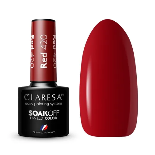 Claresa Soak Off UV/LED Red lakier hybrydowy 420 5g (P1) 5902846077237
