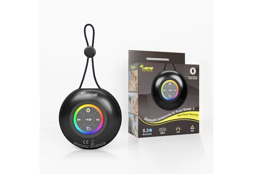 LEICKE DJ Roxxx Shower II - Tragbarer Bluetooth Mini-Lautsprecher mit LED-Licht - Tragbare Bluetooth-Lautsprecher mit 5W Leistung und spritzwassergeschütztem Gehäuse. Ideal für Dusche und Outdoor-Aktivitäten. Genießen Sie bis zu 8 Stunden kraftvollen Sound und stimmungsvolle LED-Beleuchtung!