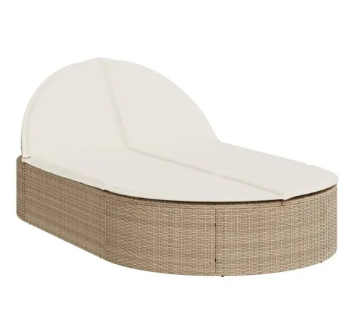 furnicato Gartenliege Doppel-Sonnenliege Beige 110x200 cm - Genießen Sie entspannte Stunden im Freien mit dieser eleganten Doppel-Sonnenliege aus robustem PE-Rattan. Die verstellbare Rückenlehne und die bequemen Kissen sorgen für höchsten Komfort bei jedem Wetter.