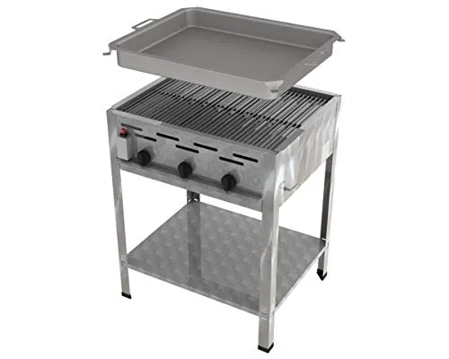 ChattenGlut Professional Gastrobräter 3-flammig - Gastrogrill aus hochwertigem Edelstahl, ideal für den gewerblichen Einsatz mit 20% geringerem Gasverbrauch und multifunktionalen Aufrüstungsmöglichkeiten.
