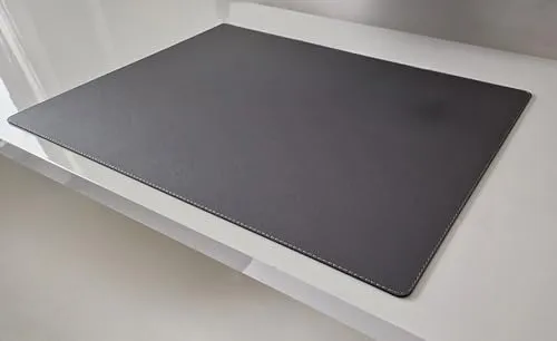 PM Schreibtischunterlage Sanftlux Leder in 12 Farben 3 Gr. (Schwarz Naht Grau, 60cm x 40cm)