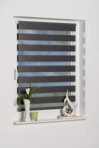 K-home Klemmfix Doppelrollo Madrid ohne Bohren Grau 40 x 200 cm (B x L)