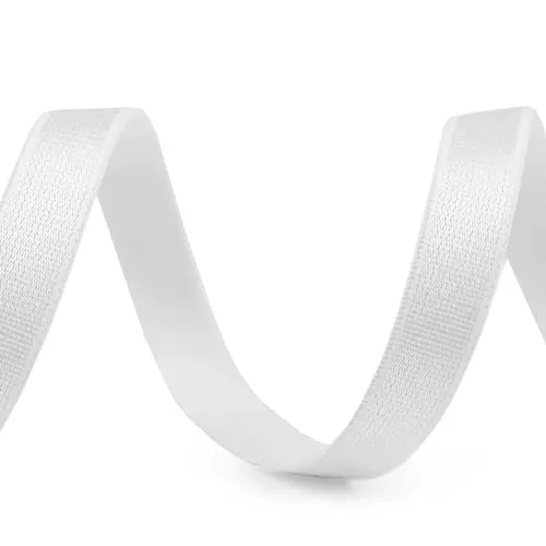maDDma Meterware Satin-Gummiband BH-Trägerband ab 1m x 10mm Wäschegummi Seidenglanz, Farbe:weiß