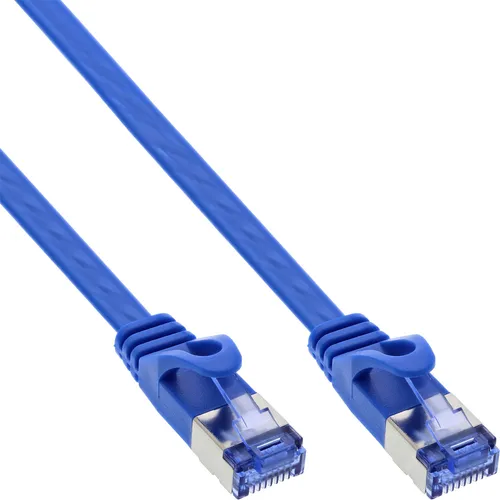 InLine® Patchkabel flach U/FTP Cat.6A blau 7m