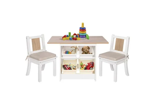 ONVAYA® Kindertisch-Set mit Stühlen – Weiß-Holz von ONVAYA