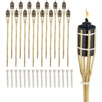 Relaxdays 16er Set Gartenfackeln 90 cm – Stimmungsvolle Beleuchtung für Deinen Garten - Bringe mit diesem 16er Set aus Bambusfackeln stimmungsvolle Atmosphäre in Deinen Garten. Ideal für Feiern oder als dekorative Wegeleuchten. Einfach in den Boden stecken und genießen!