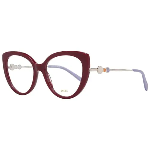 Pucci Brillenfassung EP5190 055 53 Damen - Stilvolle Katzenaugen - Brillenfassungen für Damen, mit auffälligem roten Vollranddesign und original Etui. Ideal für einen modischen Look.